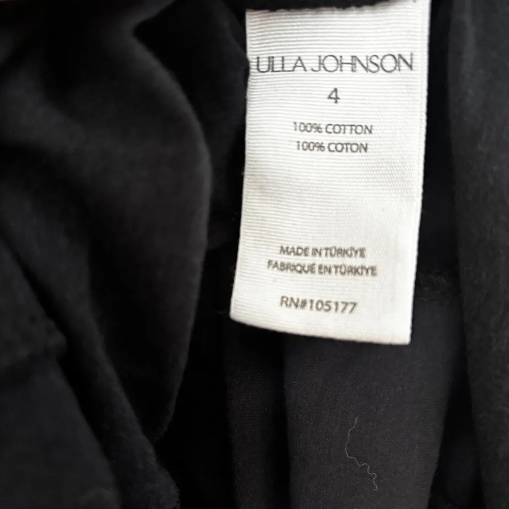 Ulla‎ Johnson Freya Cutout Cotton Jersey Dress Midi Black Tie-Neck Size 4 Small - Image 10