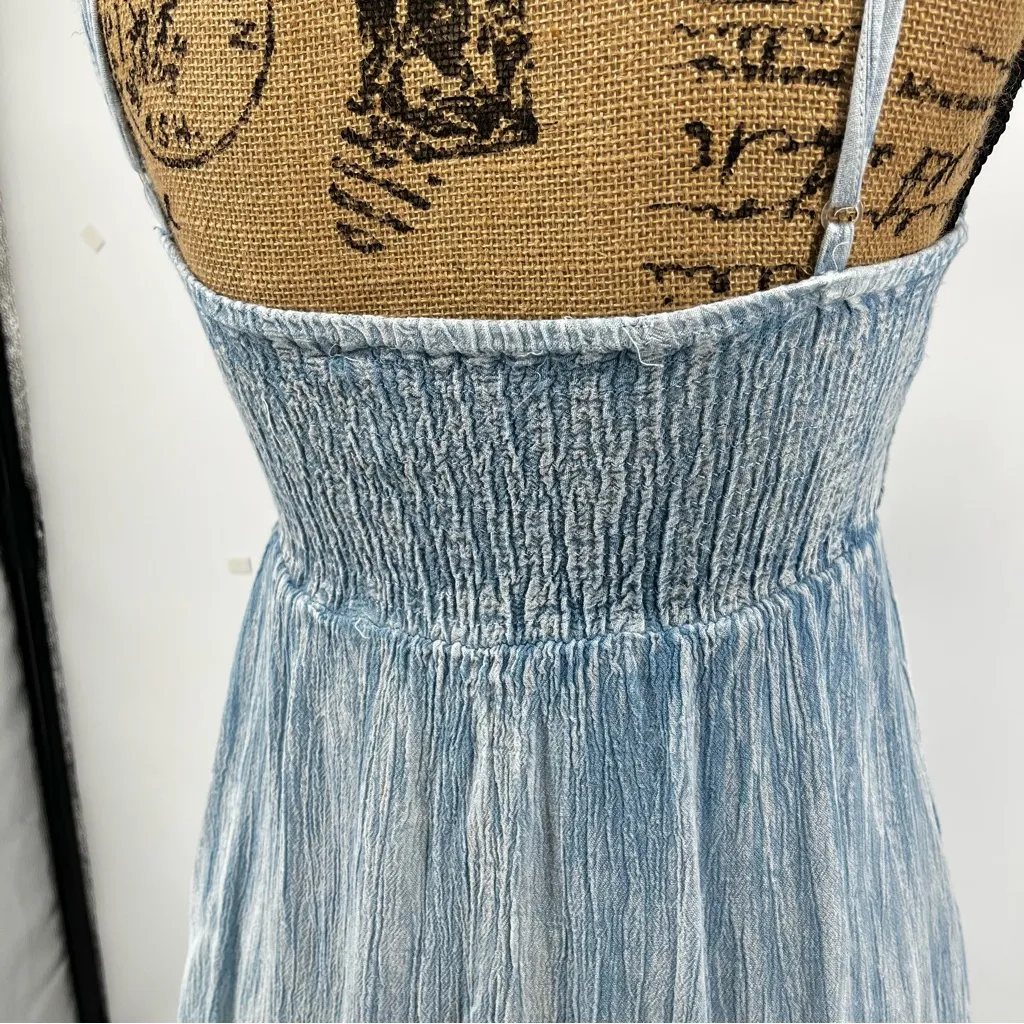 Beach by Exist Light Blue Sundress Crochet Boho Mini Coastal Breezy‎ Vacation M - Image 5