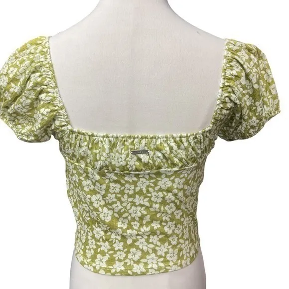 Billabong Flirt On Puff Sleeve Ditsy Floral Print Square Neck‎ Crop Top Sz S NWT - Image 5