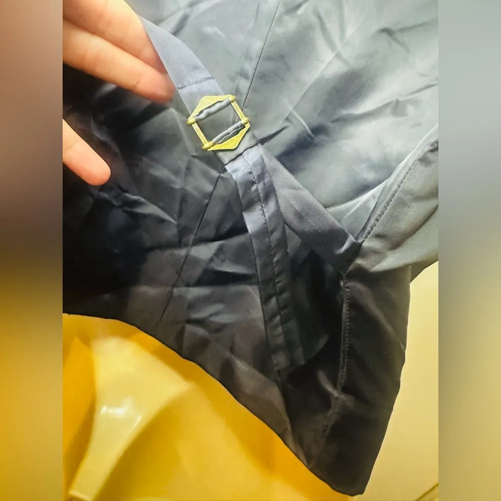 Navy Blue Plaid 5 Button Front Poly Rayon Blend Tailored Suit Vest - Image 7