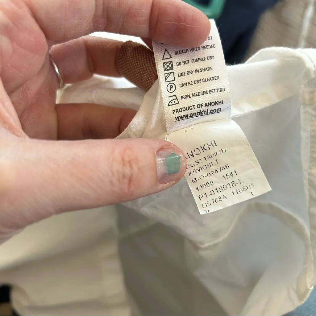 Anokhi organic cotton sleeveless button down blouse top tank summer size large White - Image 5