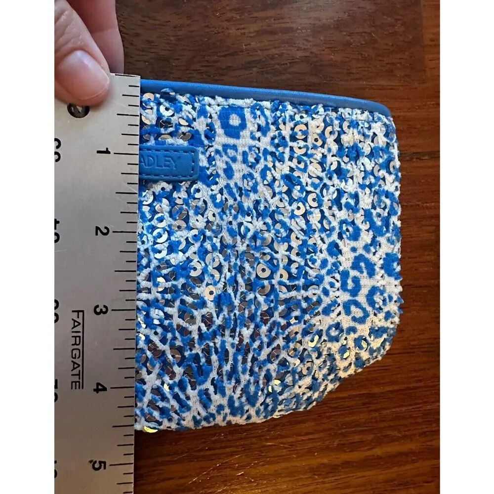 VERA BRADLEY Mesh Sequin Wristlet Purse Camocat Blue Sparkly Animal Print NEW - Image 5