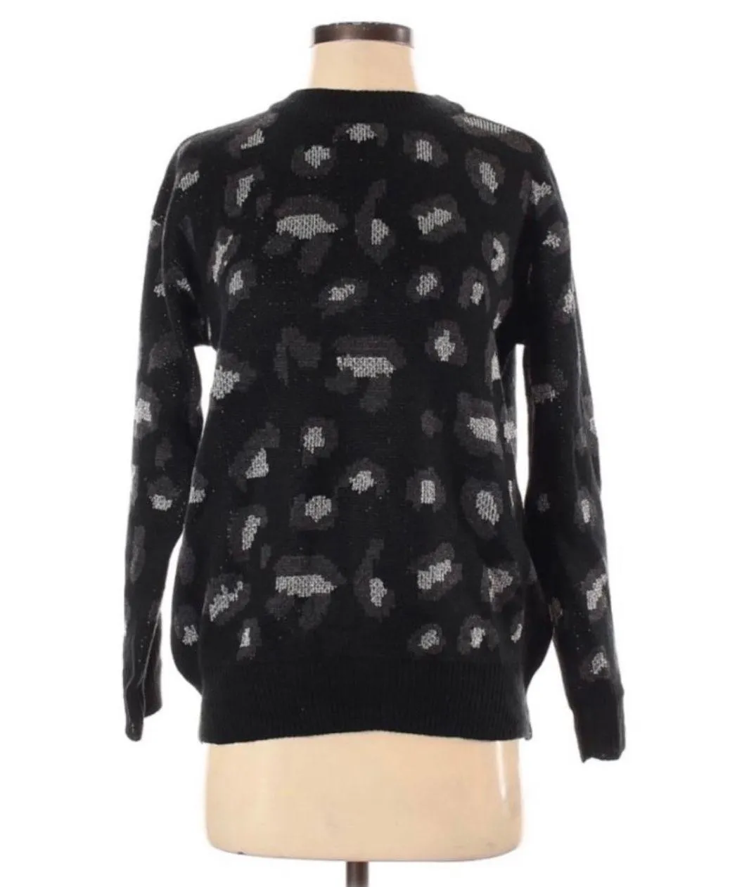 Kendall + Kylie  Black Silver Cheetah Print Knit Sweater - Image 2