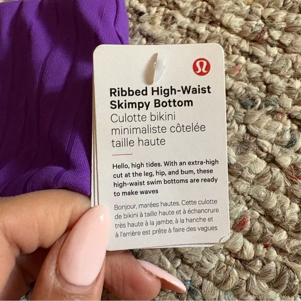 NWT Lululemon Ribbed High-Waist Skimpy-Fit Swim Bottom Atomic Purple- Size 8 - Image 7