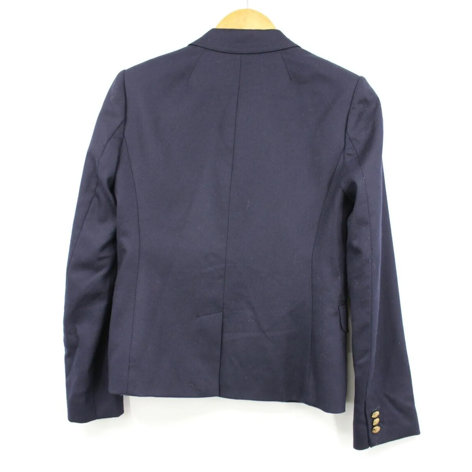 J Crew Blazer Schoolboy Wool‎ Navy Blue Long Sleeve Two Button Jacket Size 2 - Image 8