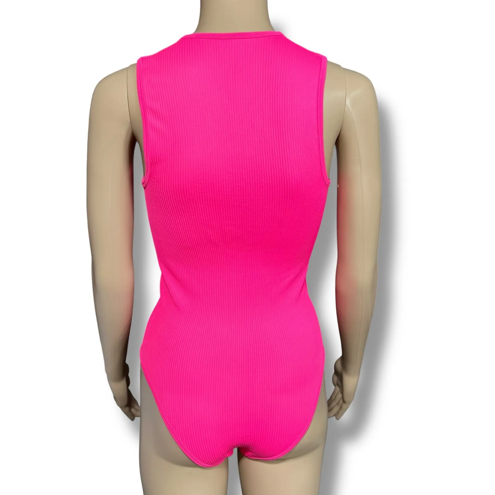 OQQ Womens Bodysuit Sexy Ribbed Square Neck Tummy Control Tank Top Pink Medium - Image 3