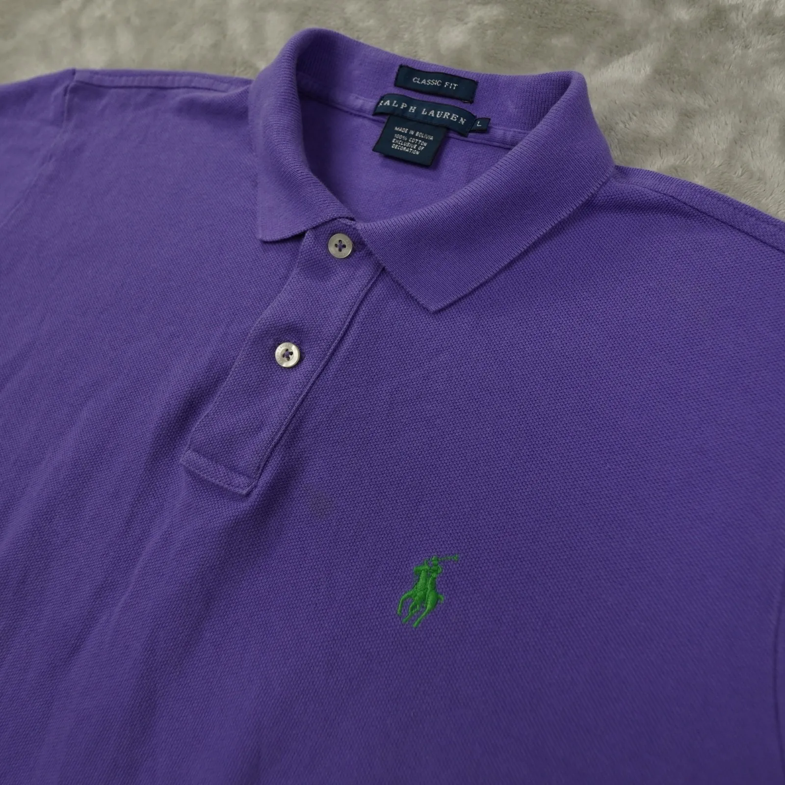 Ralph Lauren Classic Fit Polo Shirt Women's Large Purple Short Sleeve Preppy - Image 3