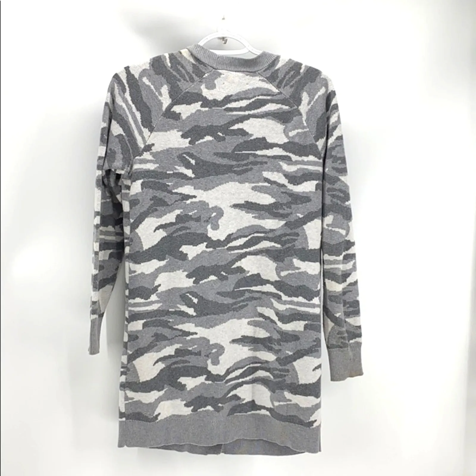 Lucky Brand camouflage grey longline cardigan pockets casual daily size XS - Image 2