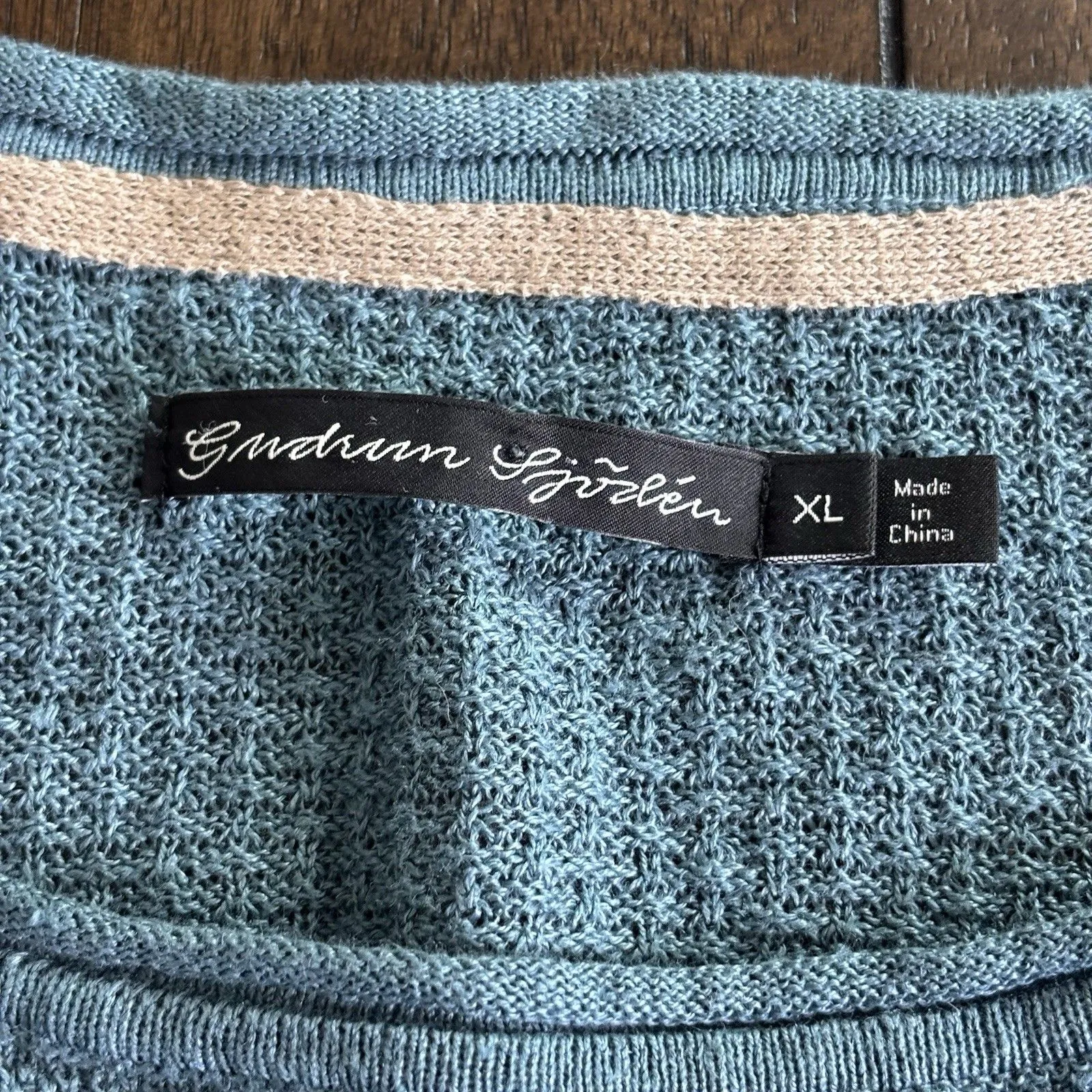 Gudrun Sjoden Women's 100% Linen Blue Teal Pullover Tunic Size XL Coastal Beach - Image 6