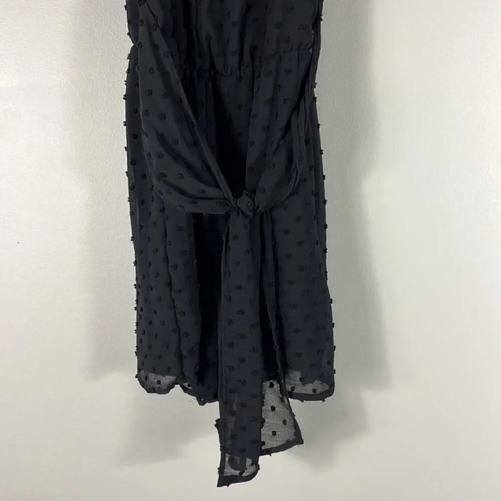 Bar III Black Swiss Dot Belted Halter Romper - Image 4