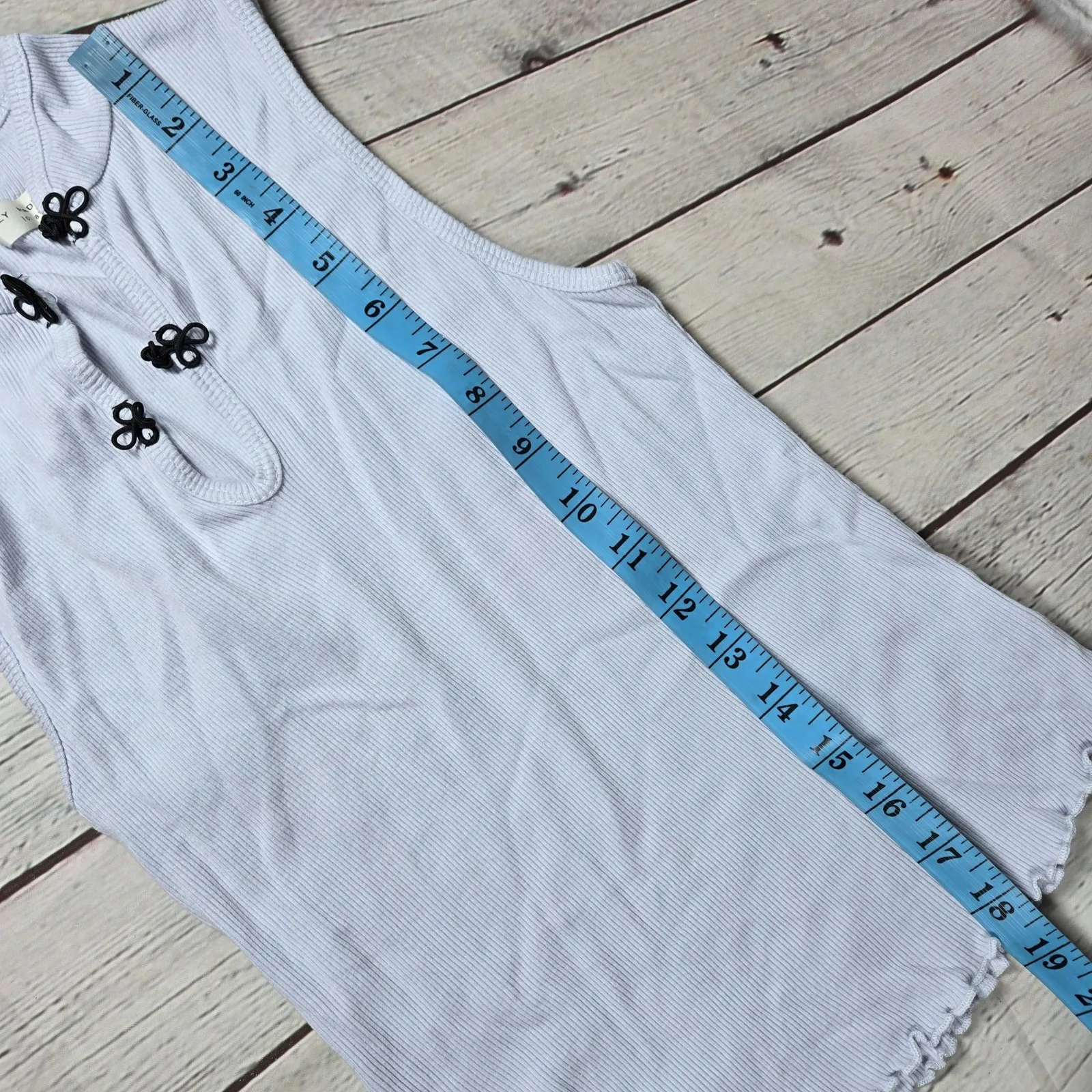 Truly Madly Deeply Light Blue Ribbed‎ Mock Neck Sleeveless Crop Tank Top XS - Image 7