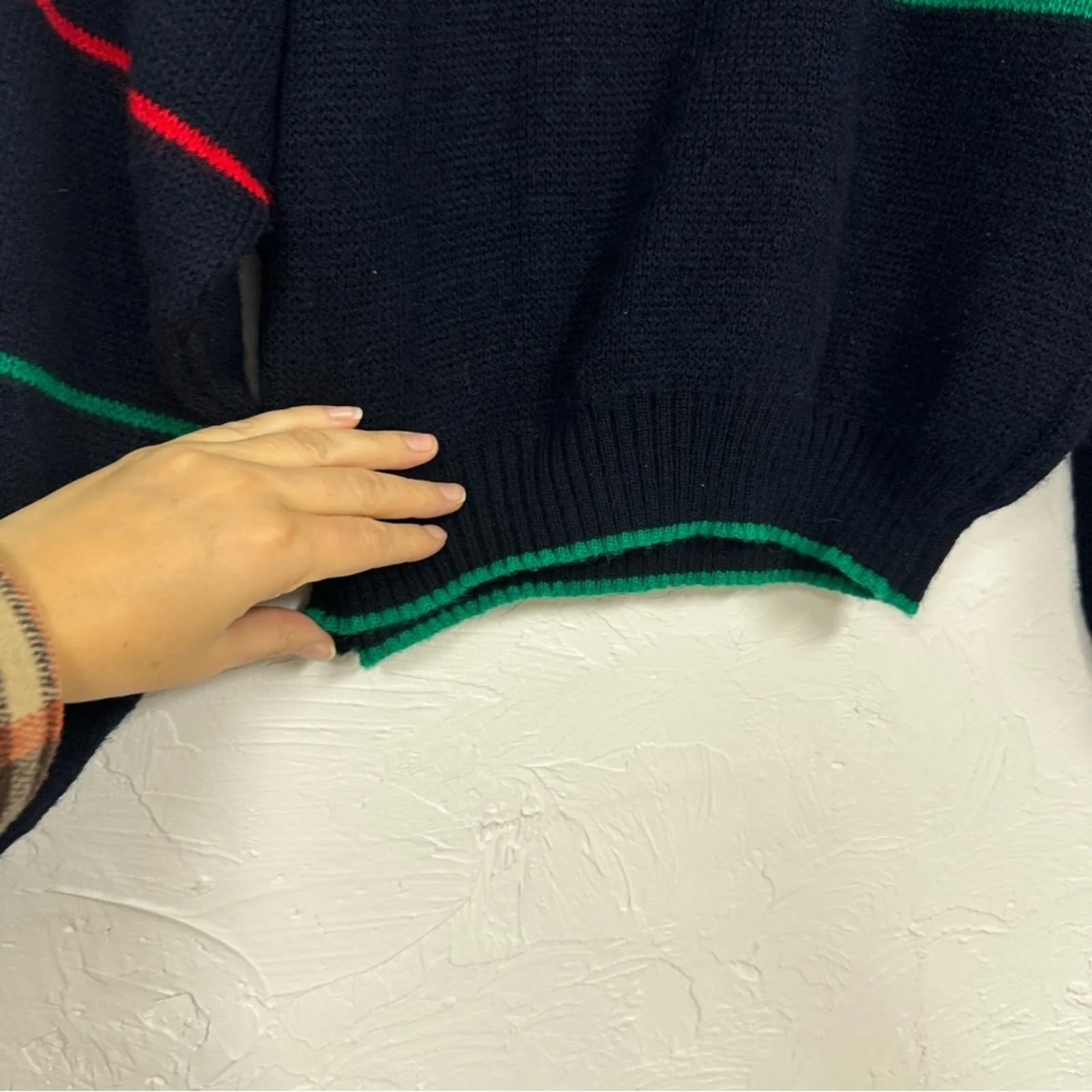 Vintage 80s Navy Blue Wool Embroidered Only For Boys Adventure Sweater Womens XS - Image 2