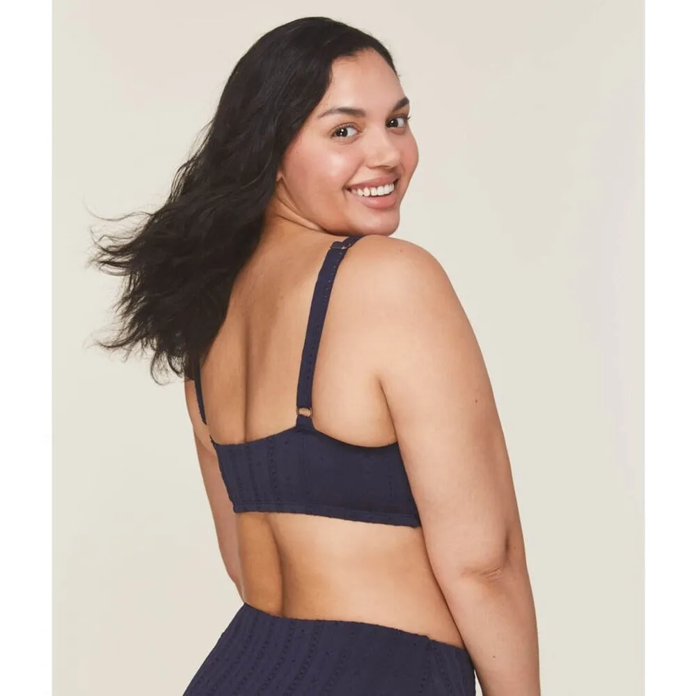 Andie The Belmar Bikini Top In Navy Eyelet M NWT - Image 5