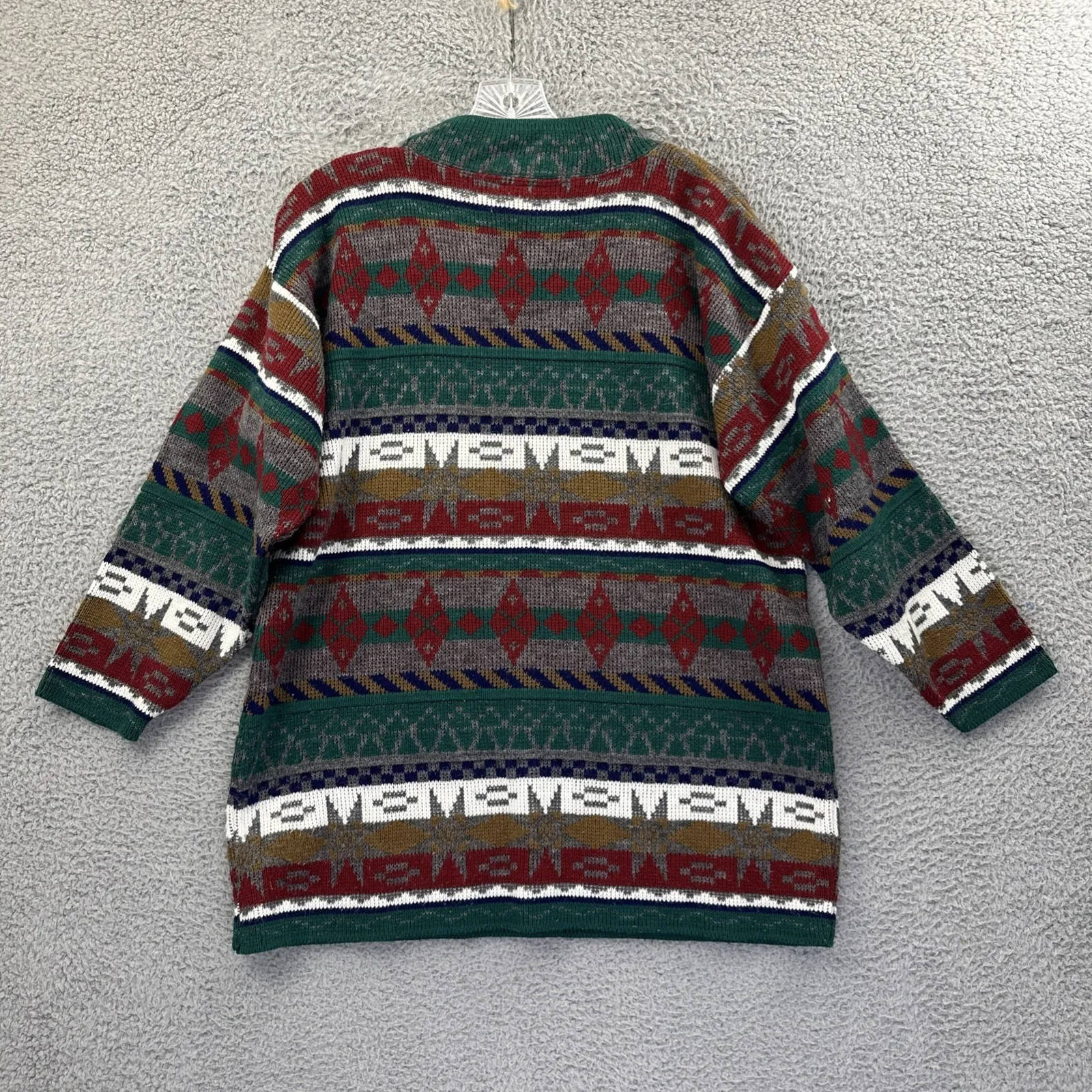 Vintage Jessica Roberts Sweater Southwestern Folk Heritage Retro Cabincore Large Red - Image 2