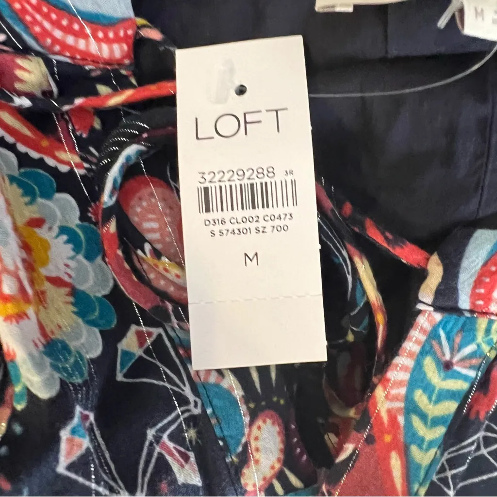 LOFT Shimmer Paisley Tie Neck Midi Dress size Medium NWT - Image 14