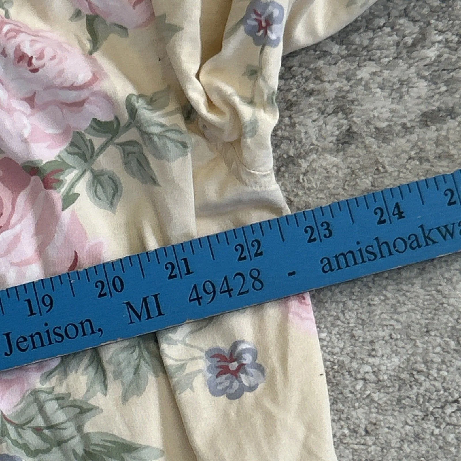 Banana Republic Safari Travel Shirt Womens Large Yellow Floral Cotton Vintage 80 - Image 6