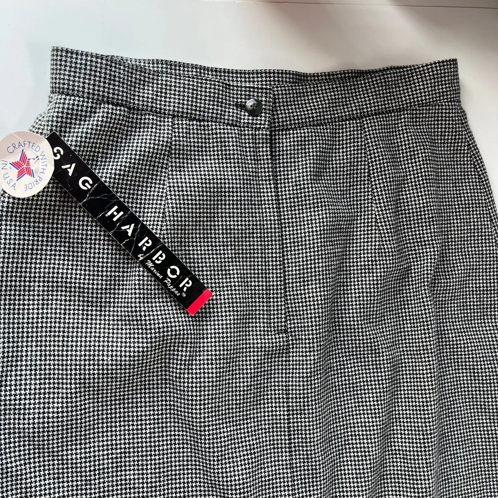 Vtg 90s Sag Harbor Houndstooth Skirt Size 14 Preppy Old Money Black White Retro - Image 7