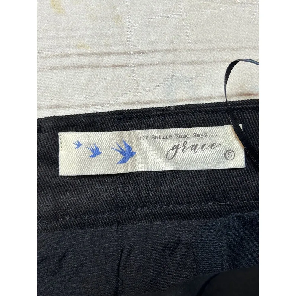 Her Entire Name Says Grace Black Mini Embroidered Floral Small Skirt 27 inch - Image 2