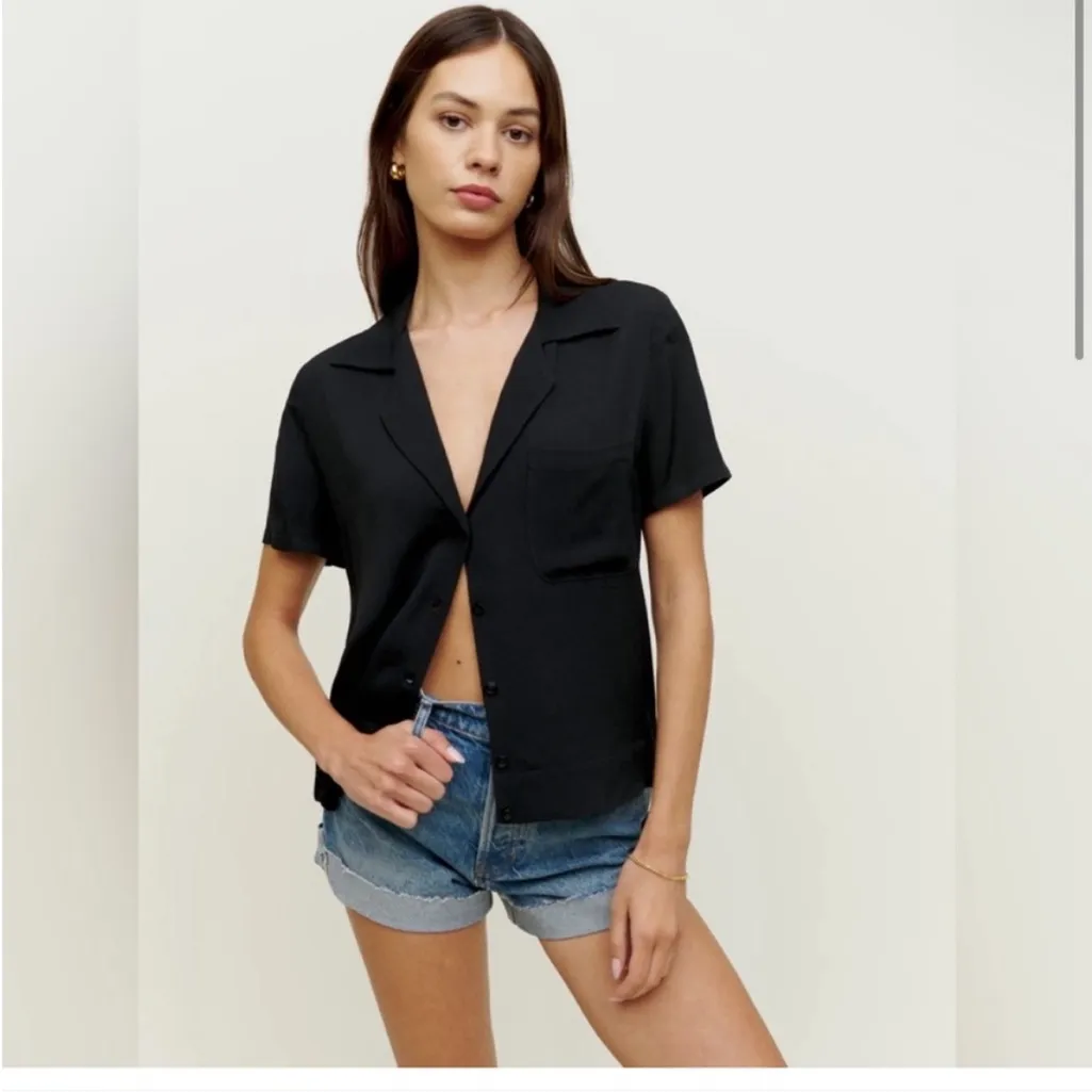 Reformation Cuba Top Black Short Sleeve size S - Image 6