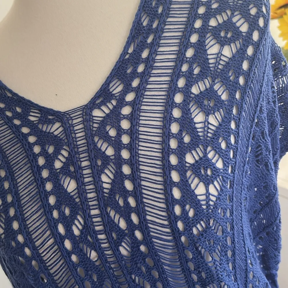 Blue Crochet Knit Beach Cover Up - Image 5
