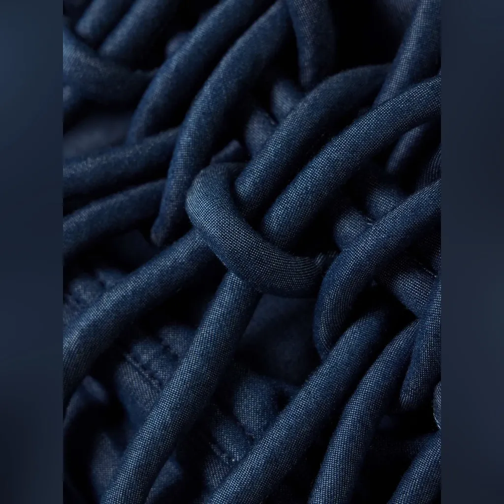 ANDRES OTALORA Redes cropped corded chambray top size 0 couture retail $645 Blue - Image 5