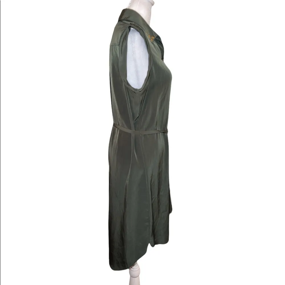 A. Byer Olive Green Studded‎ Collar Button Down Dress Size M - Image 3