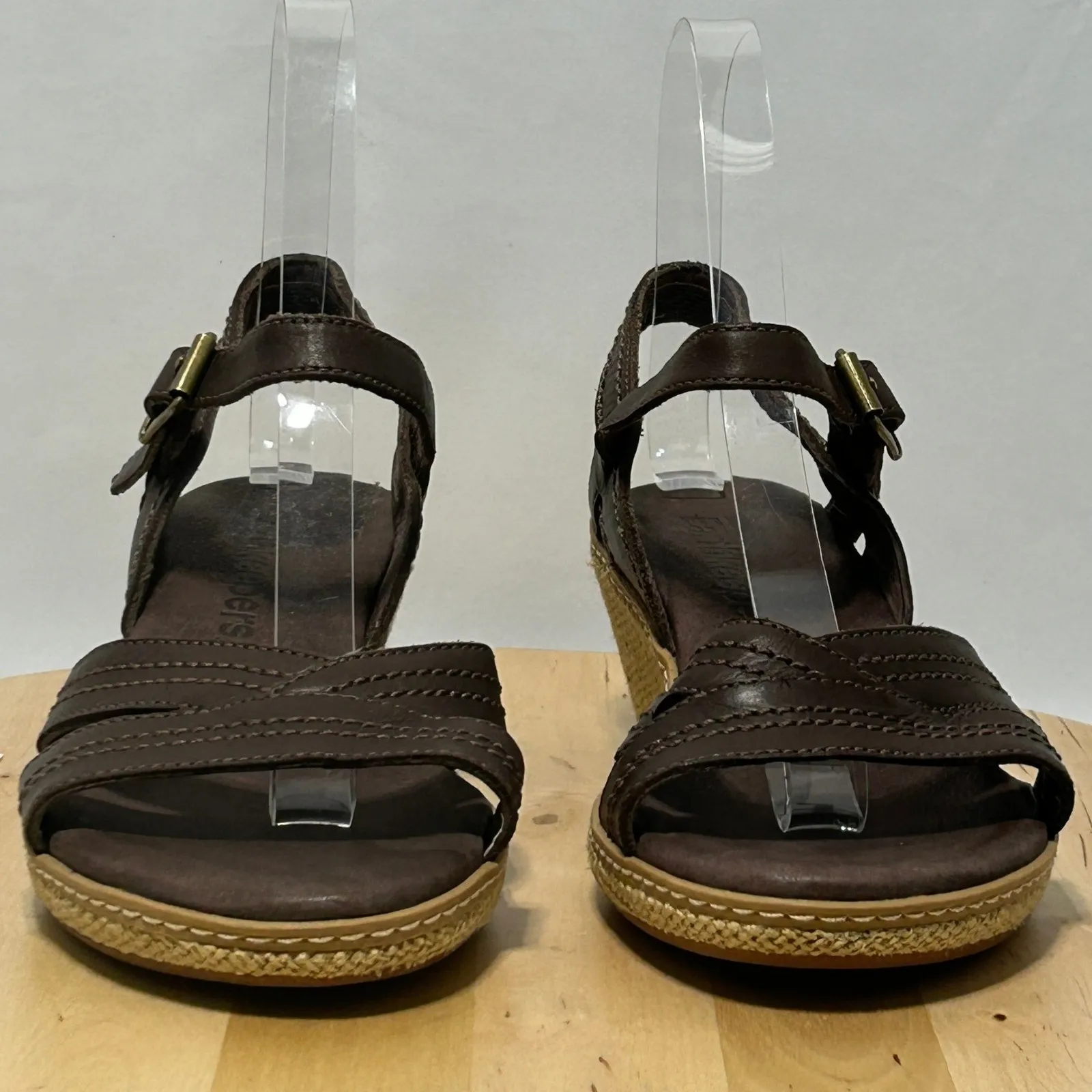 Timberland EarthKeepers Womens Brown Leather Open Toe Wedge Sandal - Size 7 & 38 - Image 3