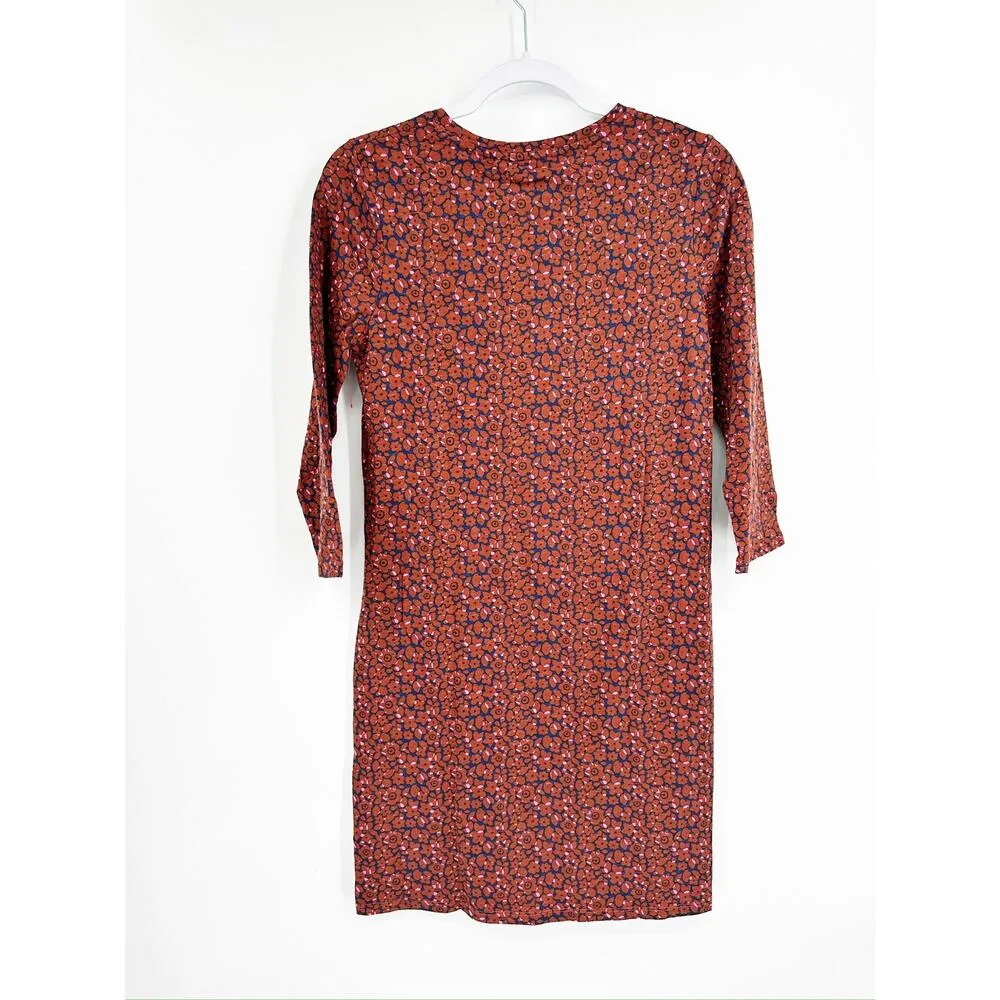 Boden Red Navy Floral Print 3/4 Sleeve Pajama Sleep Shirt Dress Size 4R NWT - Image 4