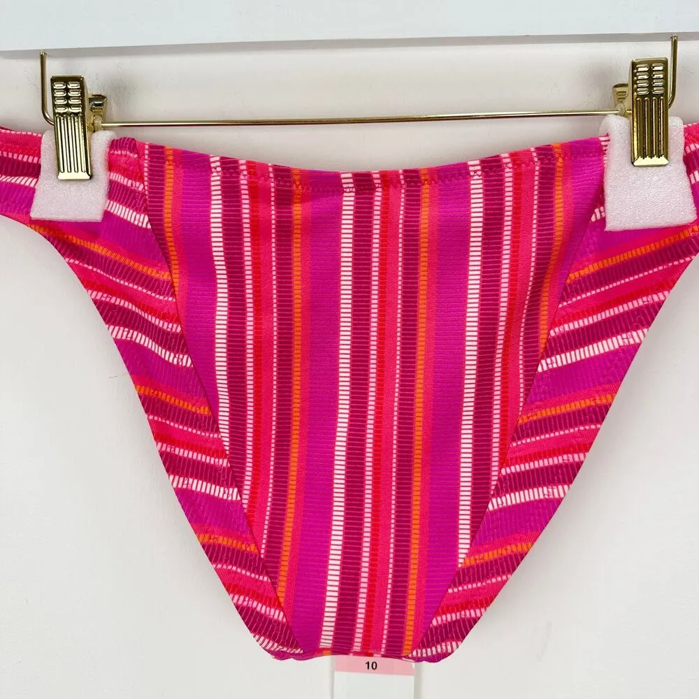 Trina Turk Marai Swimsuit Set One Shoulder Ruffle Pink Striped Padded US 10 NWT - Image 14