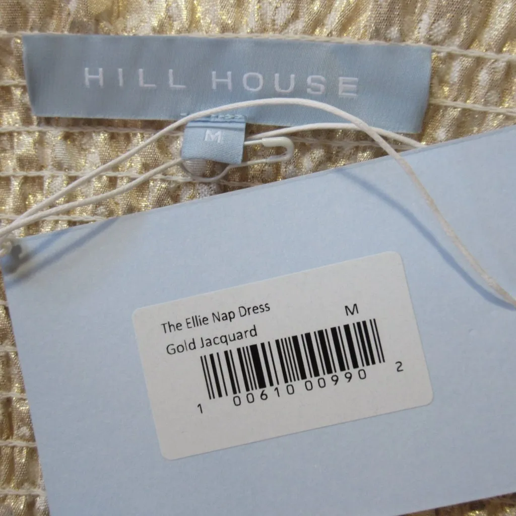 NWT Hill House Ellie Nap Dress in Gold Jacquard Smocked Tiered Midi M - Image 5