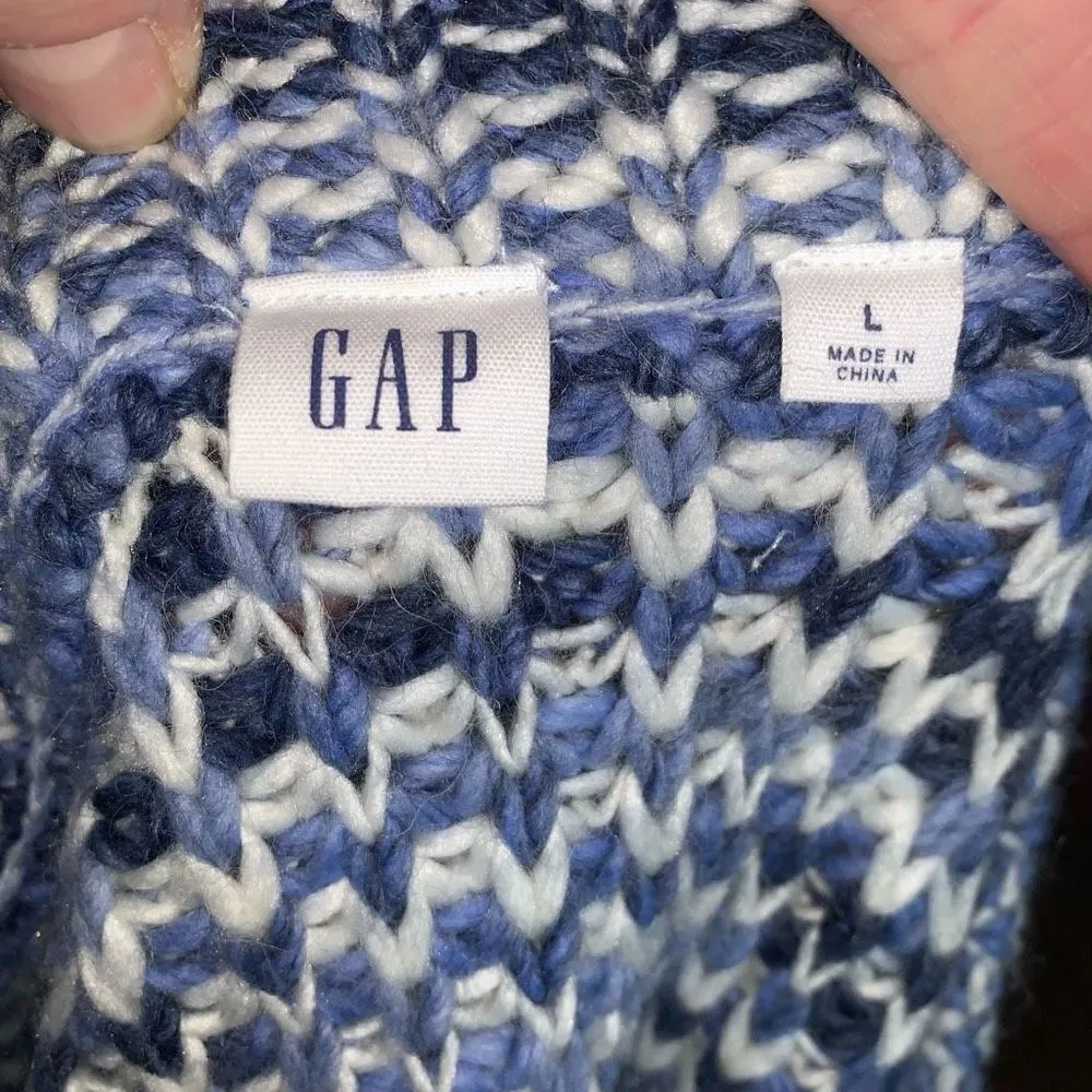 Gap blue variegated chunky cozy pullover L sweater - Image 3
