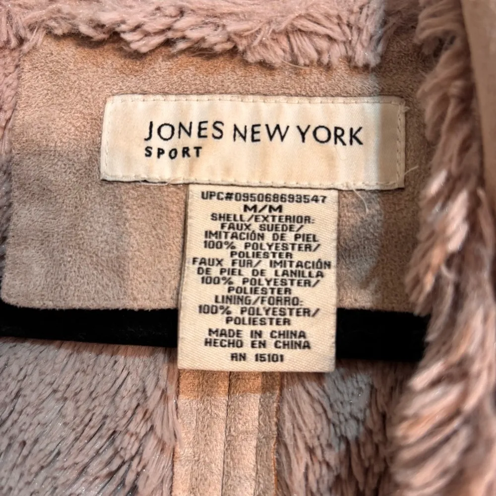 Jones New York womens faux suede faux fur toggle button penny lane jacket tan M - Image 3
