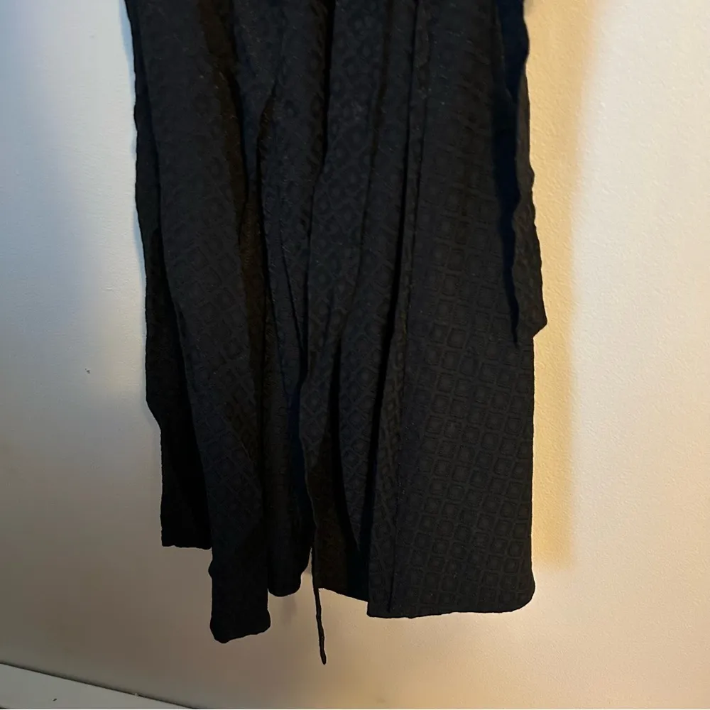 Violets & Roses Dress Midi Black Casual Cocktail Tie Waist Textured Neutral Size 6 - Image 9