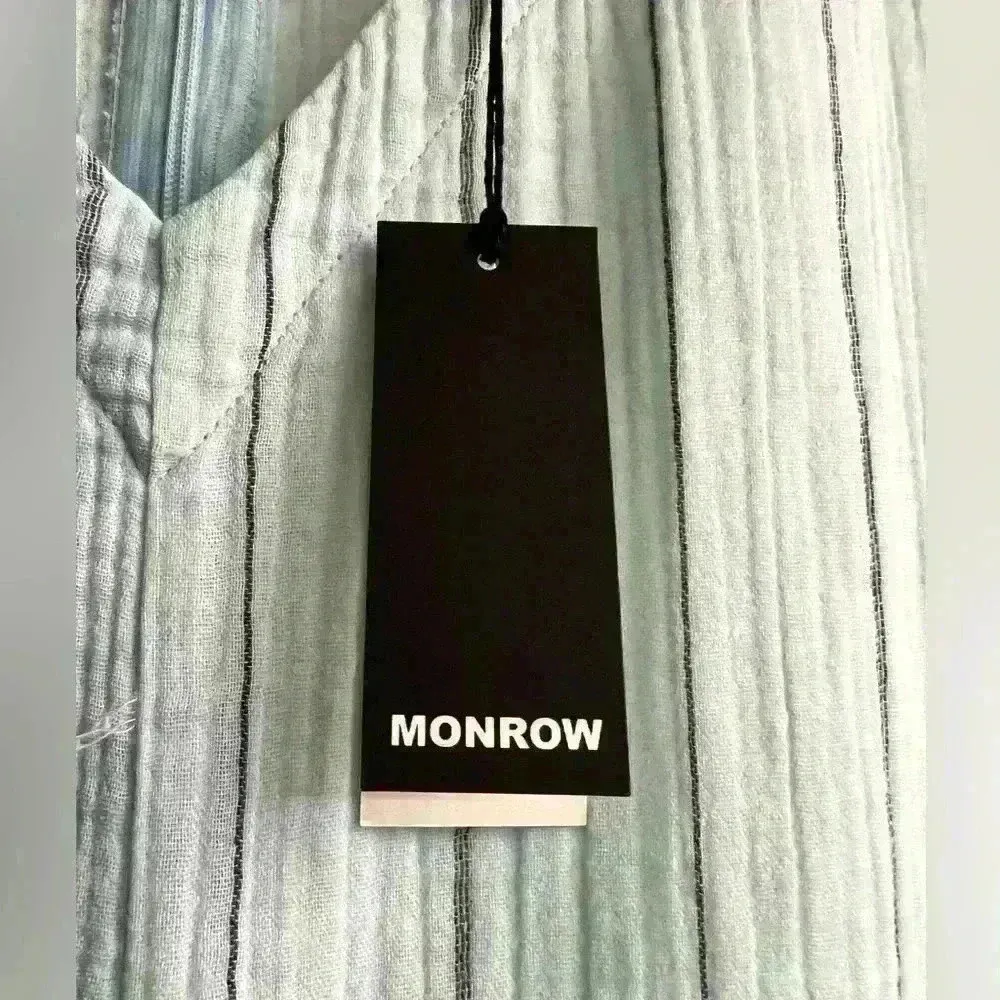 Monrow New NWT Pinstripe Gauze Flowy Jumpsuit Sea Foam Teal Cover Up Acacia $198 - Image 5