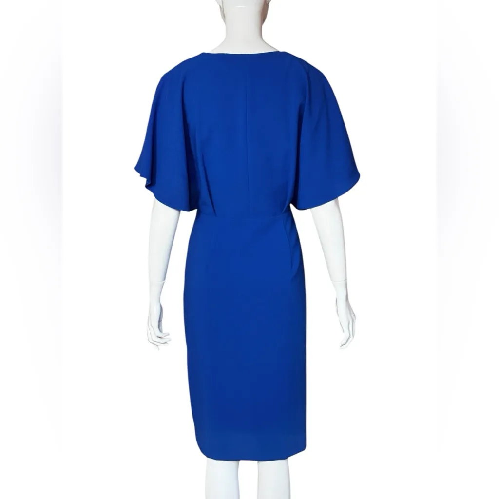 Black Halo Holland Flutter Holland Flutter Sleeve Royal Blue Midi Dress Size 10 - Image 7