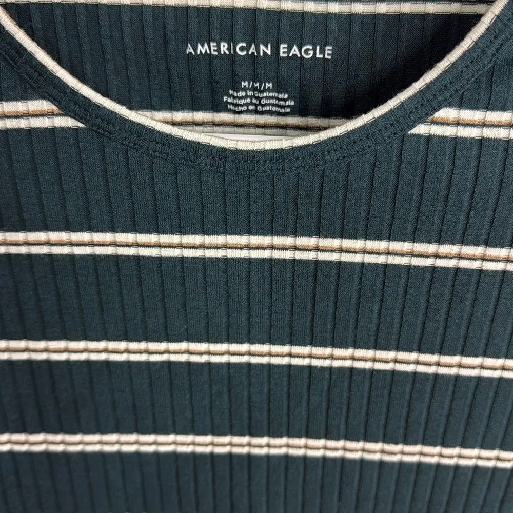 American Eagle Outfitters Black and White Ribbed Crop Tee - Image 2