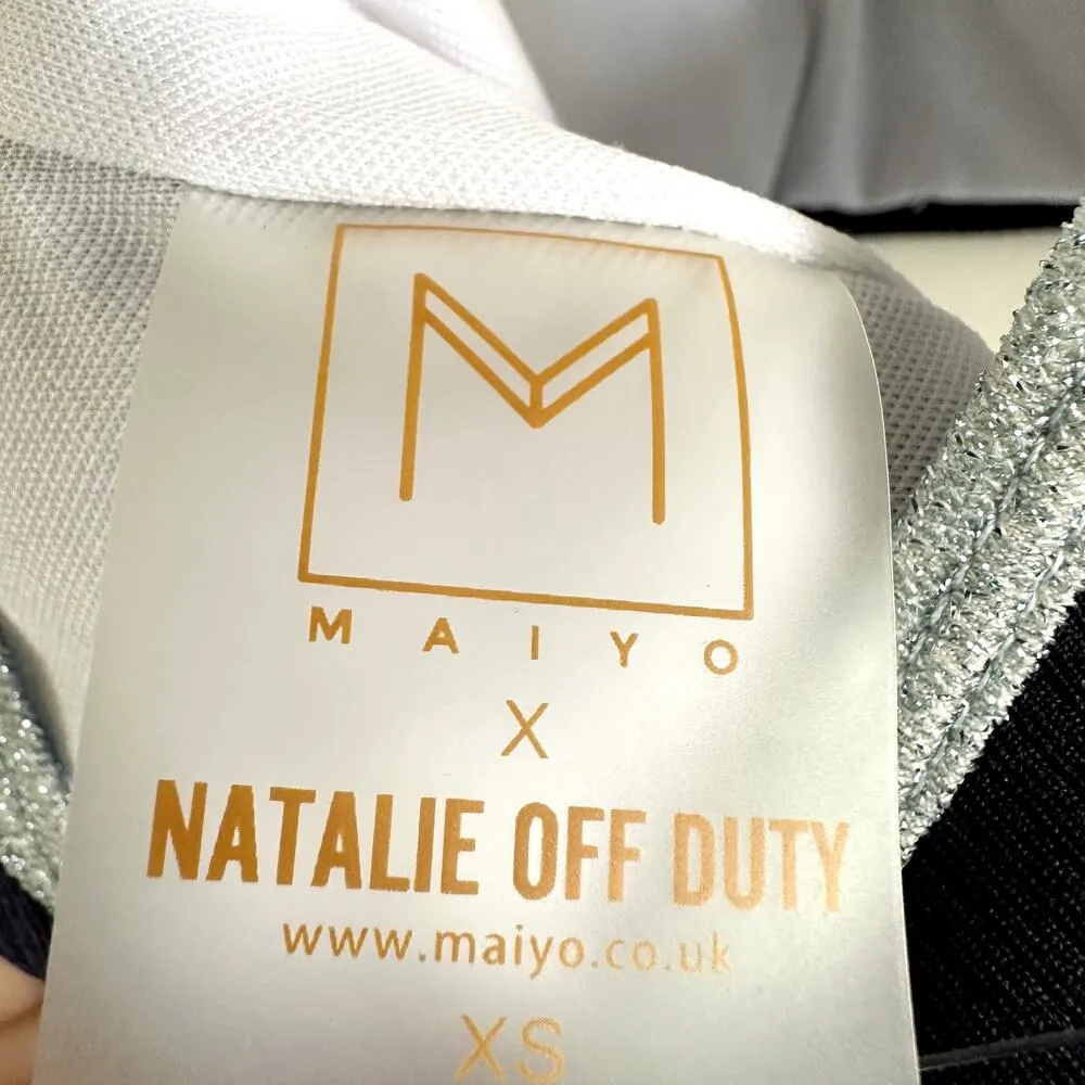 MAIYO Natalie Off Duty Bikini Top Sleeveless Scoop Neck Button Details Blue XS - Image 3