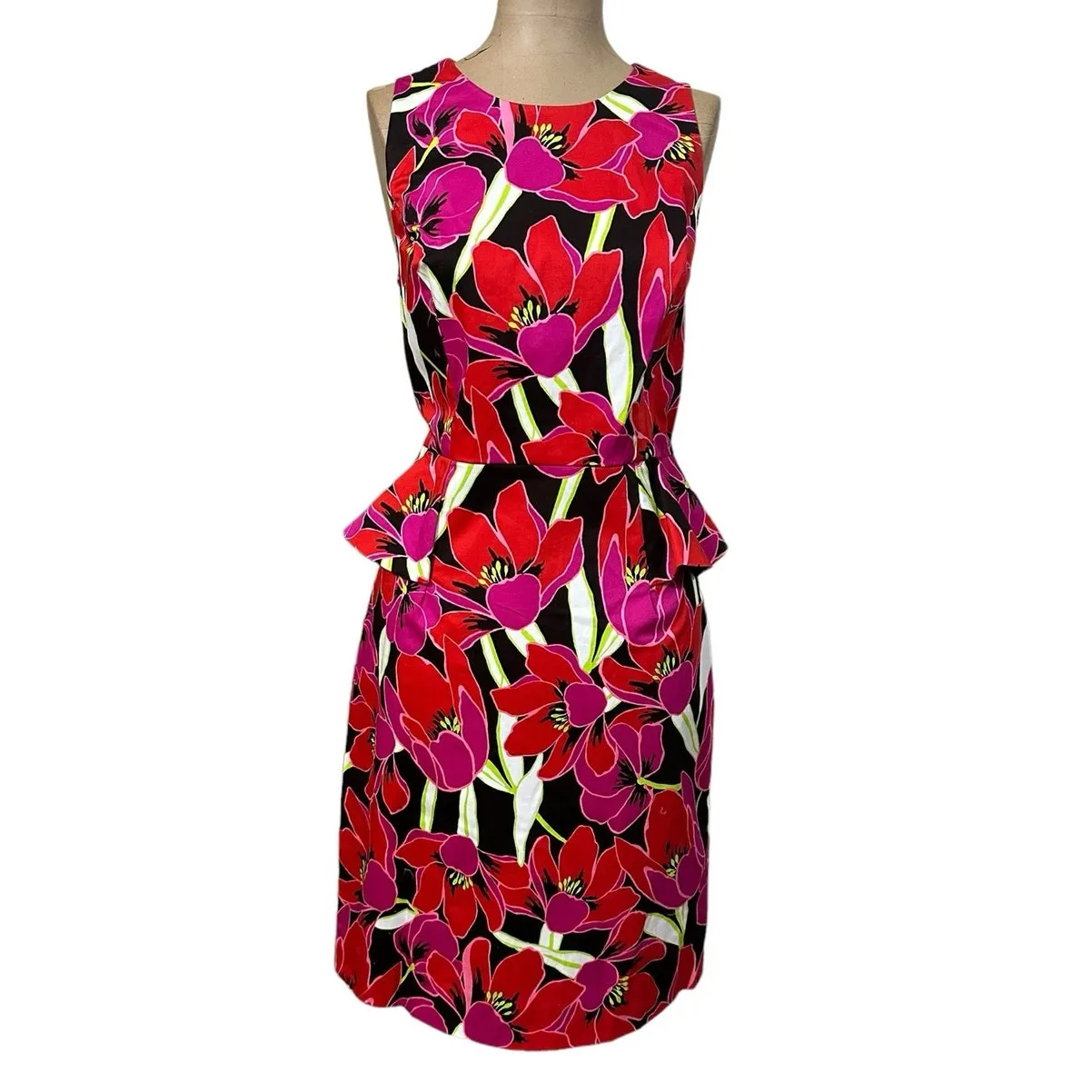 Kate Spade Mini Dress Snap Dragon Pink Tropical Floral Peplum Pencil New size 6 - Image 5