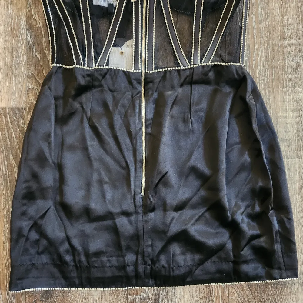 Retrofete Ludlow Dress in Black Large NWT Crystals Corset Strapless Mini - Image 9