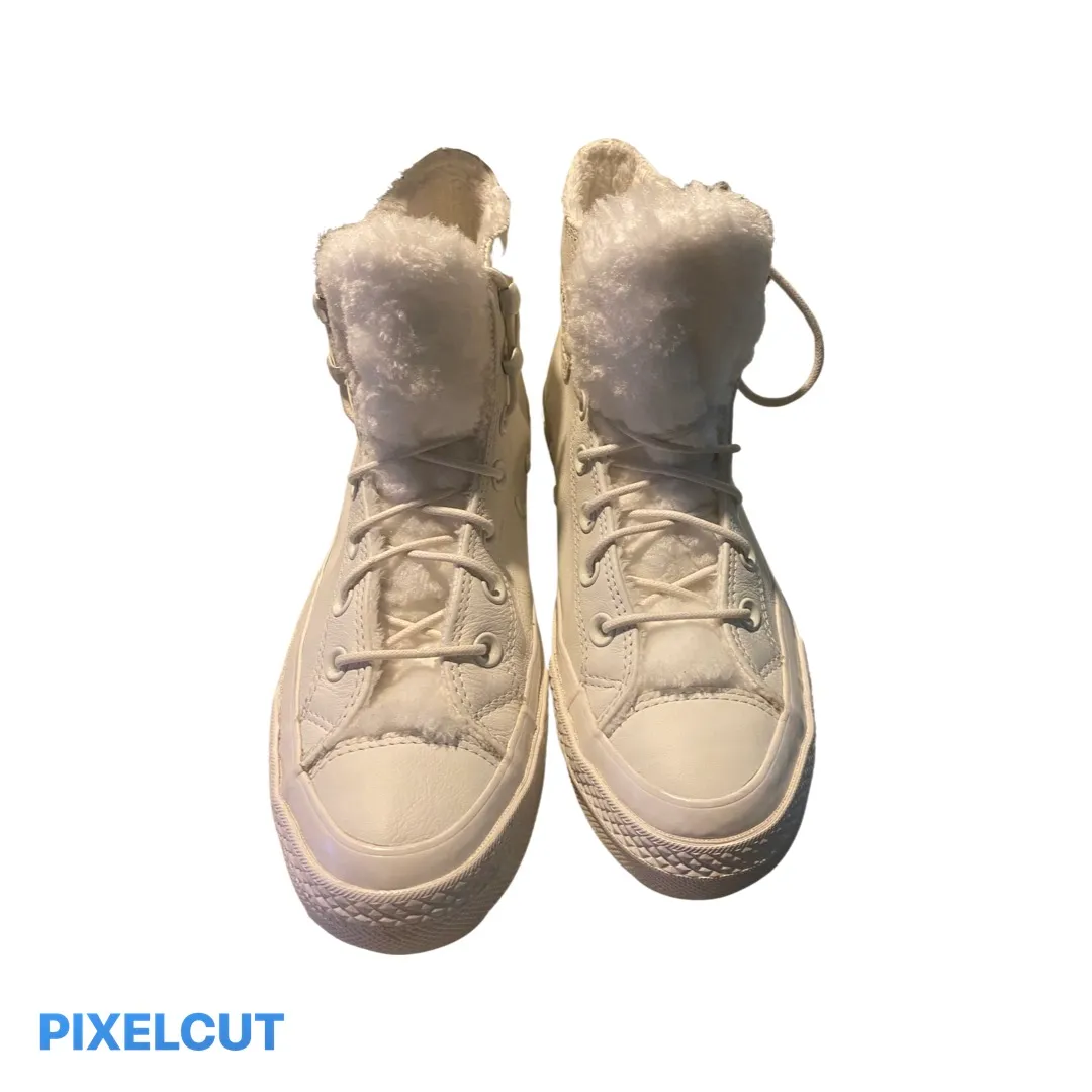 Converse Winter White Leather & Fleece Platform - Image 2