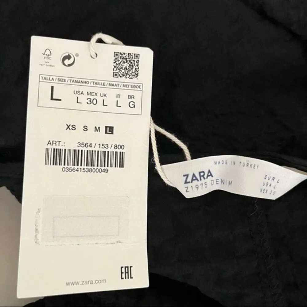 ZARA Z1975 Black Denim Open Front Tunic Semi Sheer Cover Up Size Large NEW - Image 4