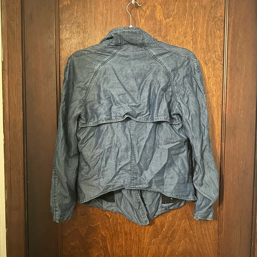 Helmut Lang  Tencel Chambray Moto Jacket Size M - Image 3