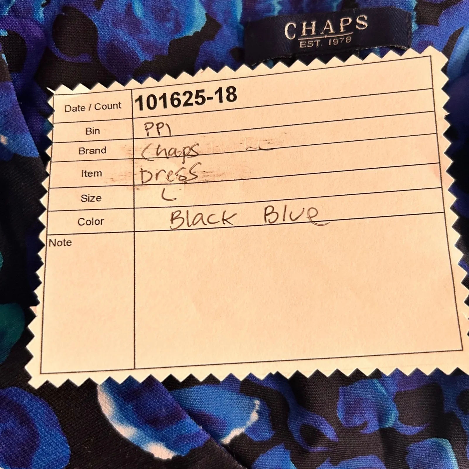 Chaps Floral Midi Dress Blue Large - Image 14