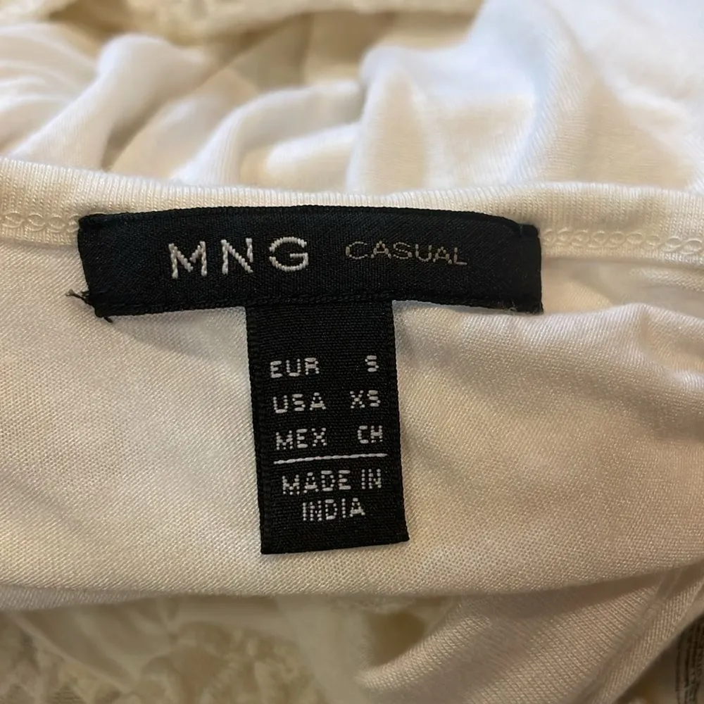 MNG Casual by Mango- “Brenda” Cream Sleeveless Embroidered & Lace Dress- Size XS - Image 4