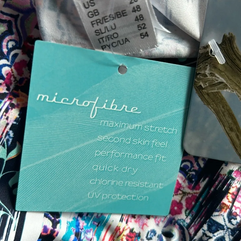 Sunseeker Australia Floral Microfibre Bikini Swim Bottom Sz 14 NWT White - Image 12