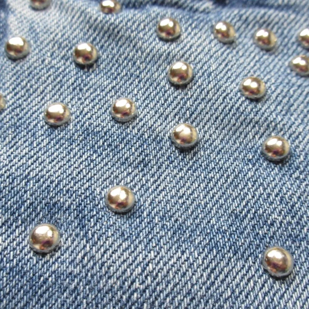 NWT Mother The Insider Flood in Metal Magic Studded Ankle Crop Bootcut Jeans 30 Blue - Image 8