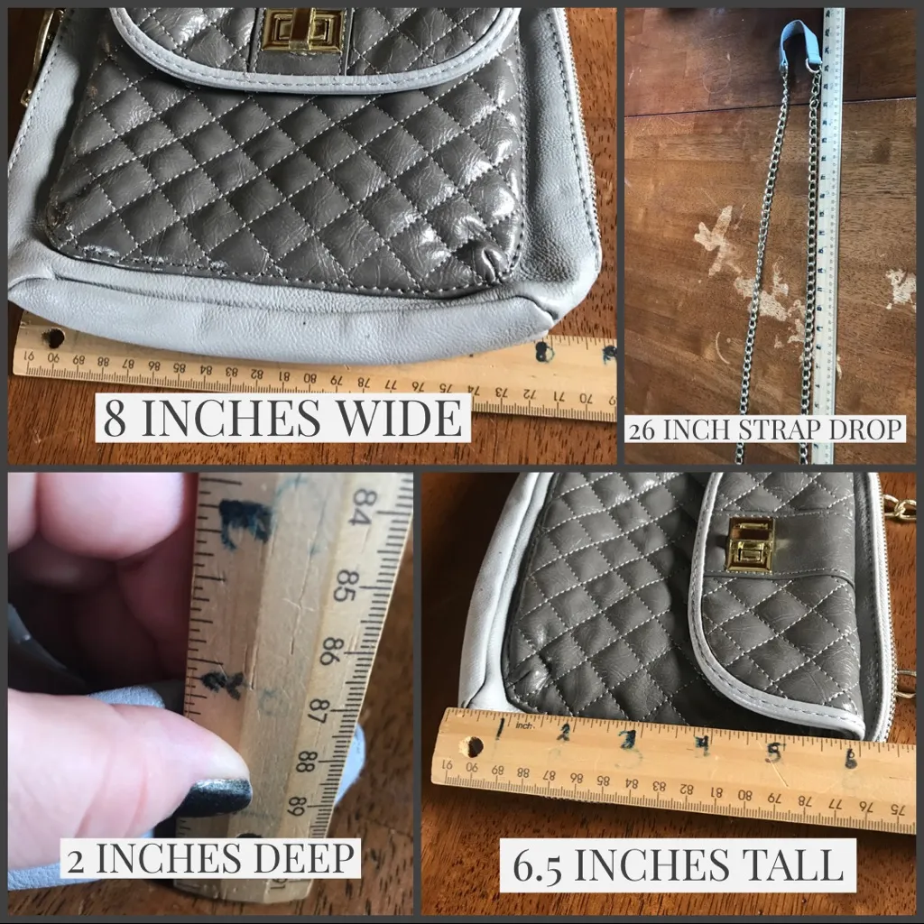 STEVE MADDEN GRAY FAUX LEATHER CROSSBODY PURSE WITH CHAIN STRAP - Image 15