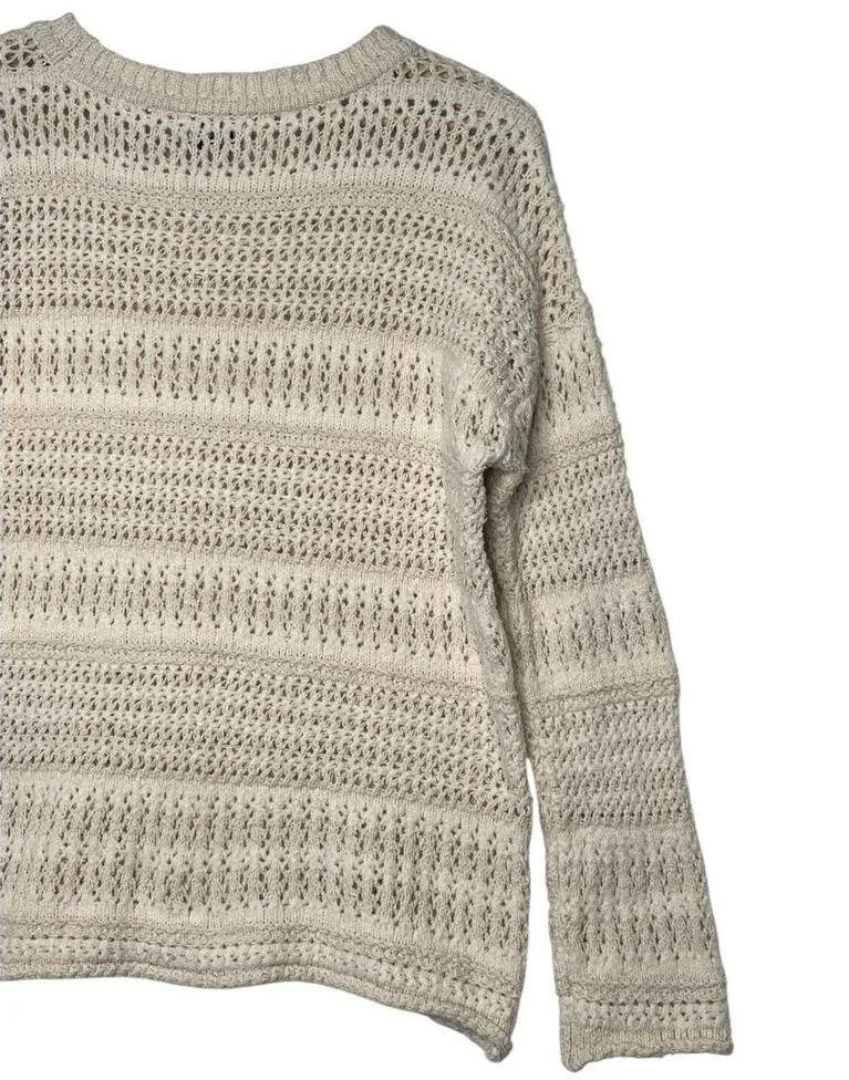 Show Me Your MuMu Sweater Womens M Open Knit Round Neck Long Sleeve Pullover Tan - Image 6