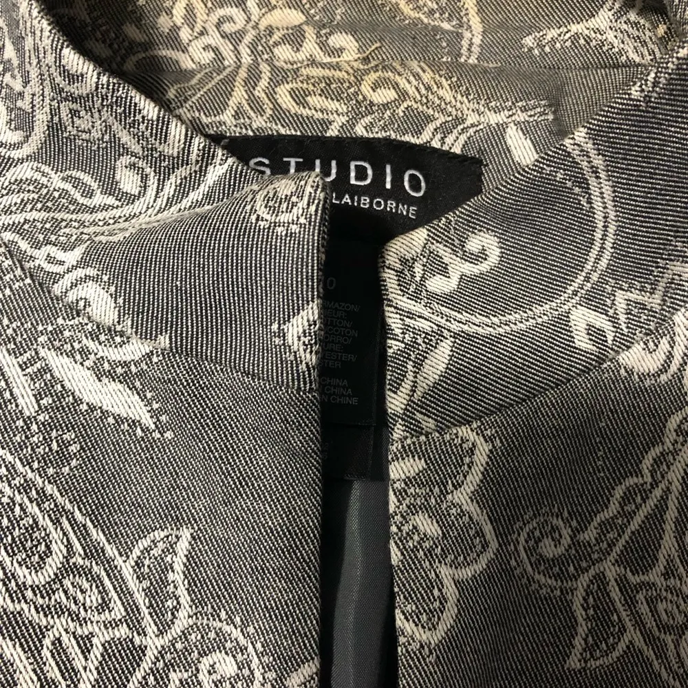 Liz Claiborne Studio by  suit jacket blazer gray paisley women’s size 10 - Image 13