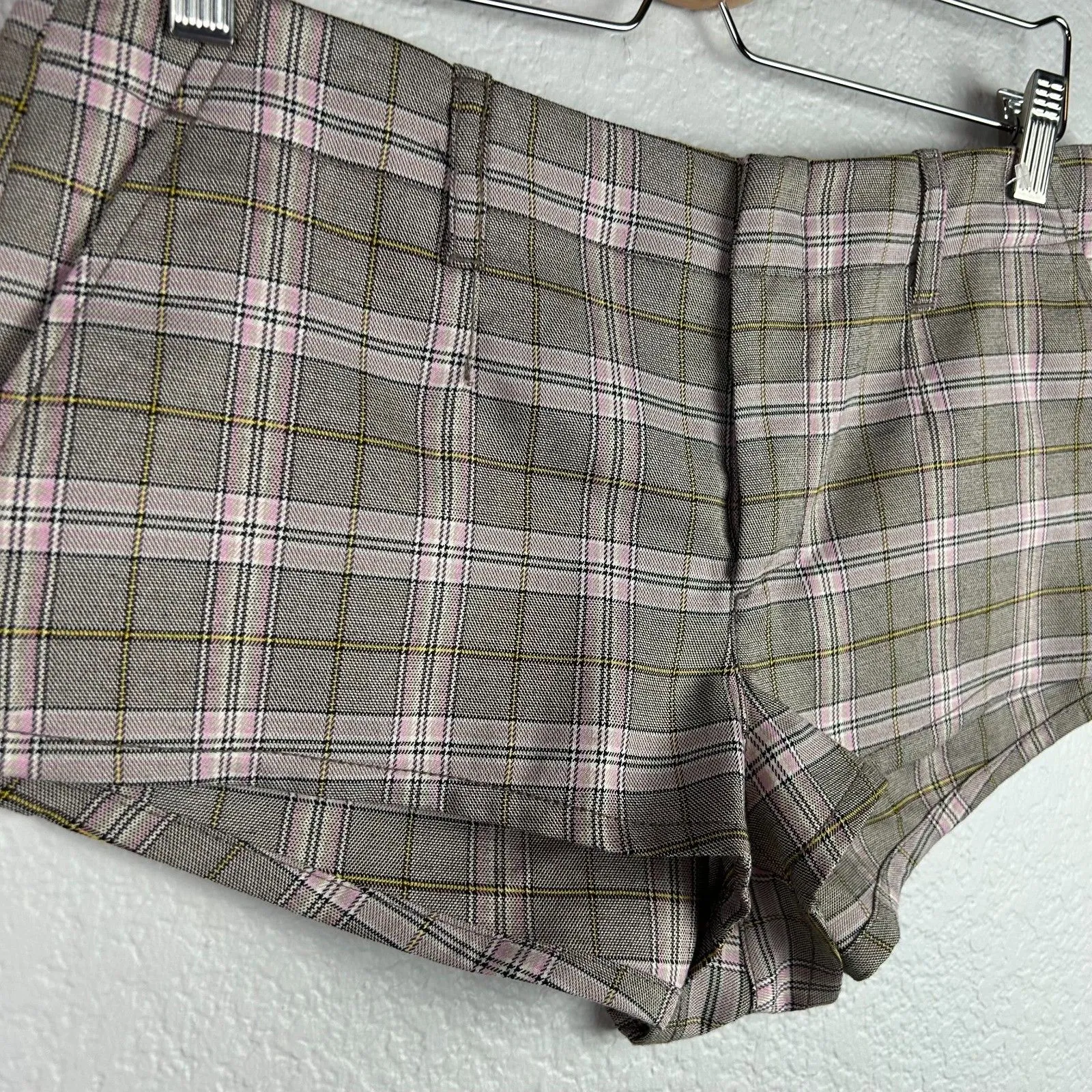 Free People Women's Alessia Micro Shorts Plaid Trouser Pink OB2005632 Size 10 - Image 3